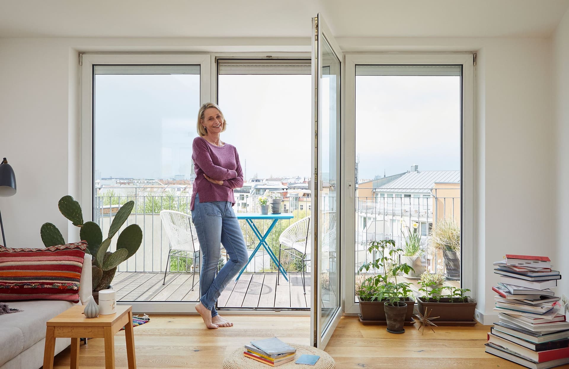 Portrait of smiling mature woman at home